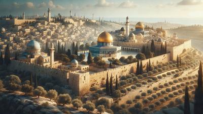 The primary subject of the image is a cityscape featuring a large, ornate building with a gold dome. The setting is a city with a mix of old and new architecture, including a castle-like structure. The visual style is a combination of photo and digital art, creating a realistic yet artistic representation of the city. The colors and mood of the image are warm and inviting, with the gold dome and other buildings adding a sense of grandeur and historical significance to the scene.